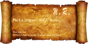 Metzinger Rókus névjegykártya